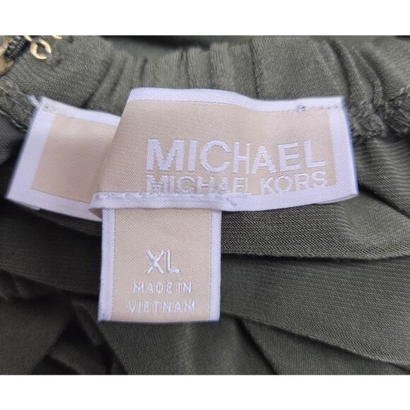 Michael by Michael Kors Olive Green Gold Chain Halter Dress XL - Picture 4 of 5